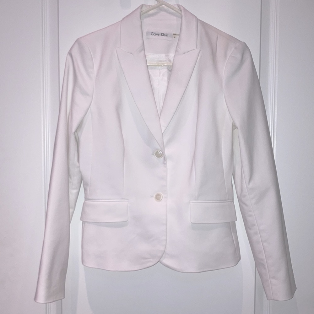 Calvin Klein White Two Button Blazer
